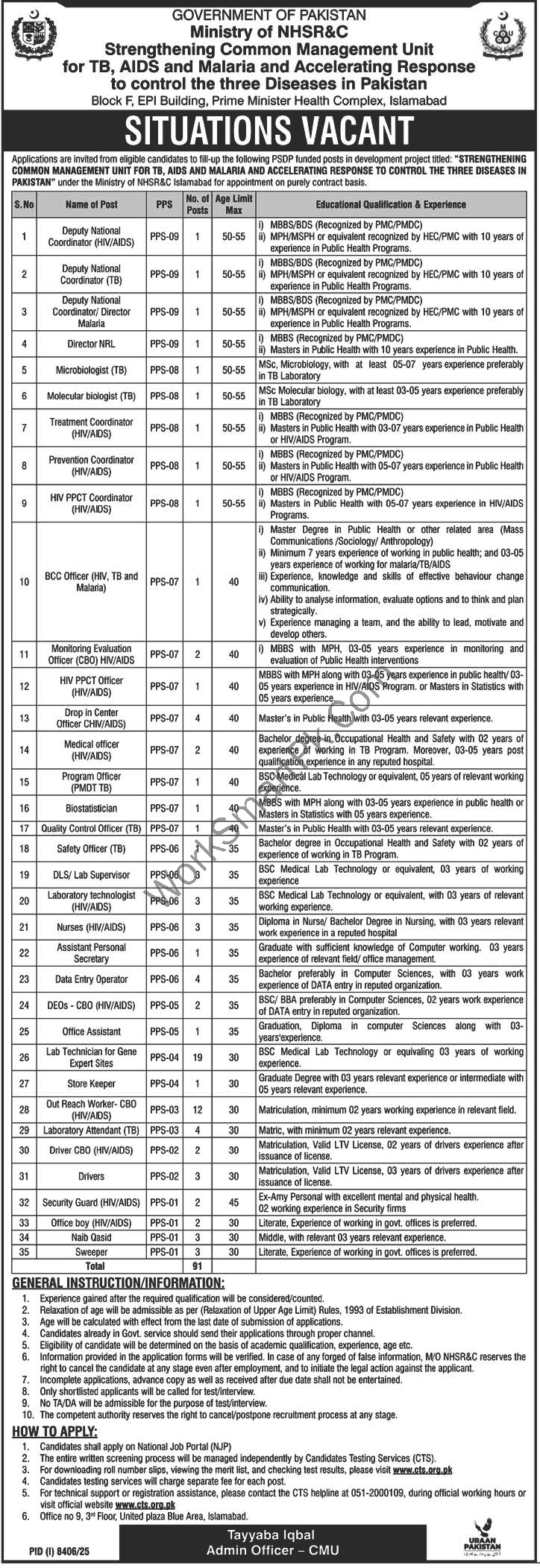 Ministry of NHSR&C TB Control Program Islamabad