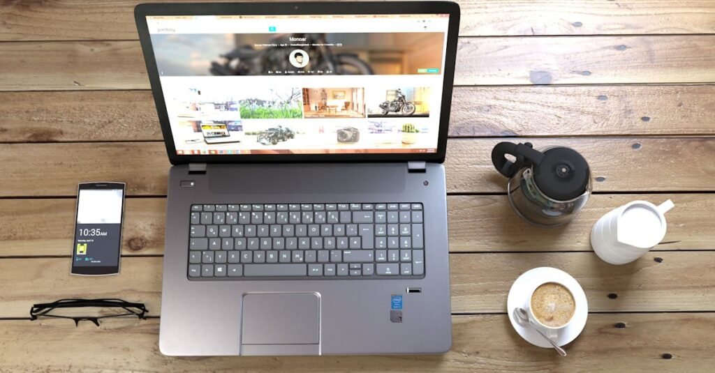 freelancing workspace laptop