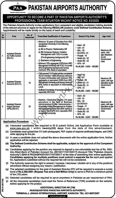 Pakistan airport Authority Karachi Assistant Director Jobs Jang 22-05-2026
