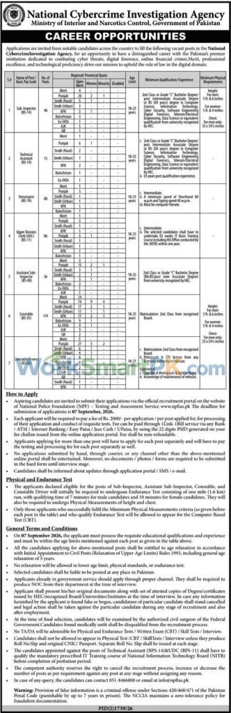National Cybercrime Investigation Agency Ministry of Interior Recruitment Advertisement 2026 Jang