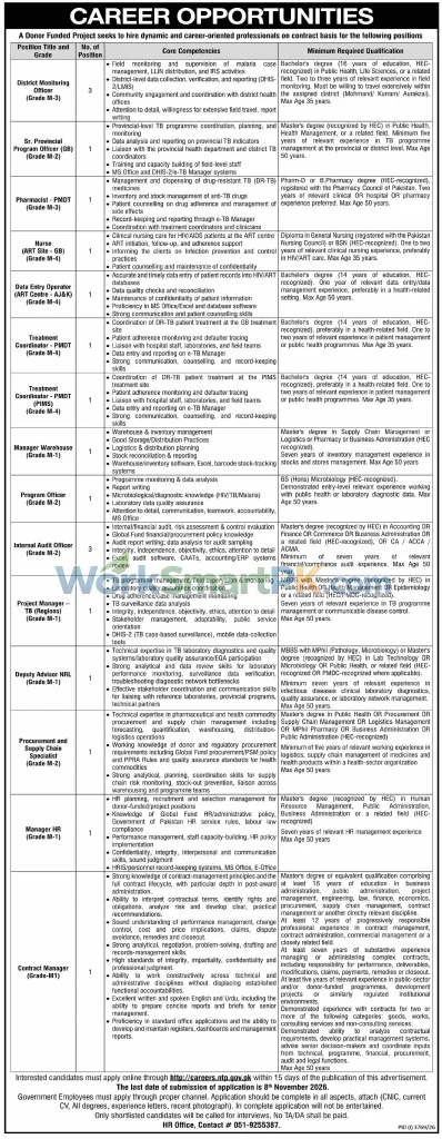 Donor Funded Project through careers.ntp.gov.pk Jobs Dawn 25-10-2026