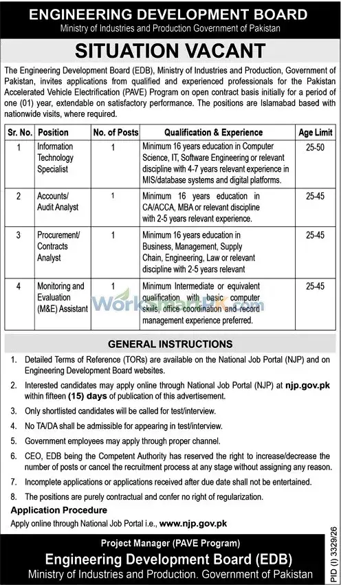 Engineering Development Board Islamabad Jobs Jang 11-10-2026