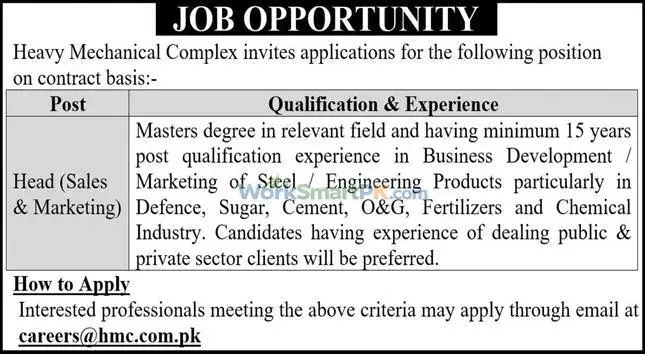 Heavy Mechanical Complex Head Sales Jobs Express 15-10-2026