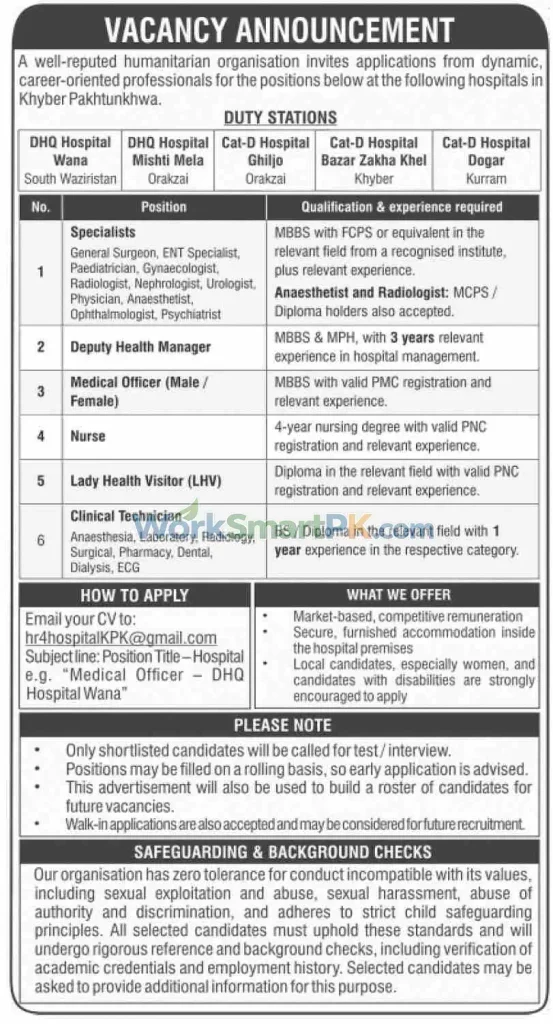 Humanitarian Organization KPK Specialist Jobs Dawn 24-10-2026