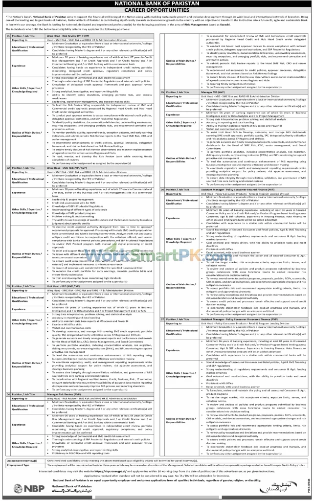 NBP Bank Wing Head Risk Review Jobs DAWN 11-10-2026