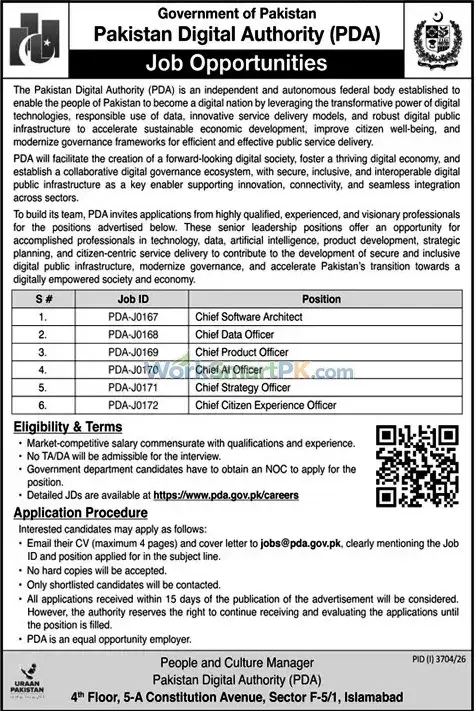 Pakistan Digital Authority PDA Islamabad Jobs Duniya 25-10-2026